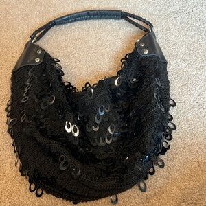 Black Sequin Hobo Bag